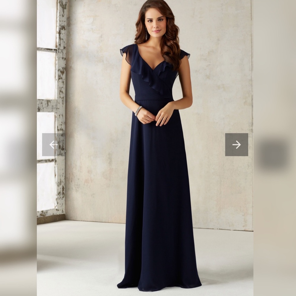 Brand New Mori Lee Style 21527 NAVY Bridesmaid Dresses - Picture 1 of 11